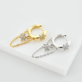 925 Silver Flower Chain Drop Earrings Wedding Jewelry