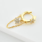 925 Silver Flower Chain Drop Earrings Wedding Jewelry