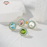 Turquoise 925 Silver Earring Stud Gems Fine Jewelry Mom Gift