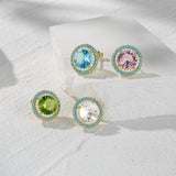 Turquoise 925 Silver Earring Stud Gems Fine Jewelry Mom Gift