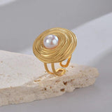 Vintage Round Pearl Stud Earrings 925 Silver Needles