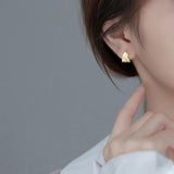925 Silver Irregular Circle Hoop Earrings Women Fine Jewelry