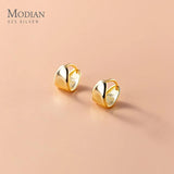 925 Silver Irregular Circle Hoop Earrings Women Fine Jewelry