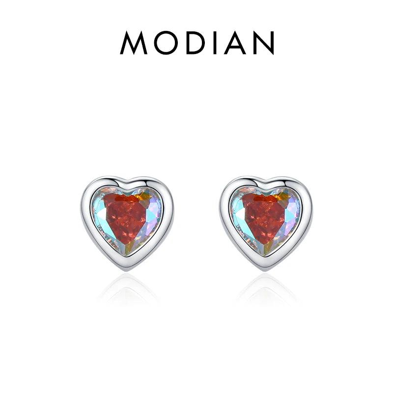 925 Silver Tiny Hearts Multicolour Zirconia Charm Stud Earrings