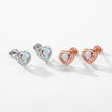 925 Silver Tiny Hearts Multicolour Zirconia Charm Stud Earrings