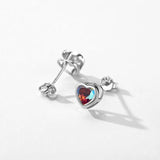 925 Silver Tiny Hearts Multicolour Zirconia Charm Stud Earrings