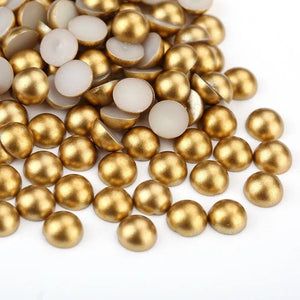 Golden/Silver Half Round Pearl Beads 2-10mm Acrylic Flatback Loose Beads