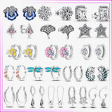 925 Silver Stud Earring Pearl Flower Heart Earrings Round Stud Jewelry Gift