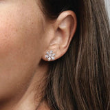 925 Silver Stud Earring Pearl Flower Heart Earrings Round Stud Jewelry Gift
