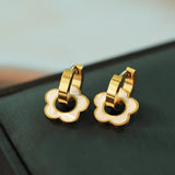 Shell Flower Pendant Stainless Steel Earrings for Women
