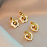 Shell Flower Pendant Stainless Steel Earrings for Women