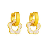 Shell Flower Pendant Stainless Steel Earrings for Women