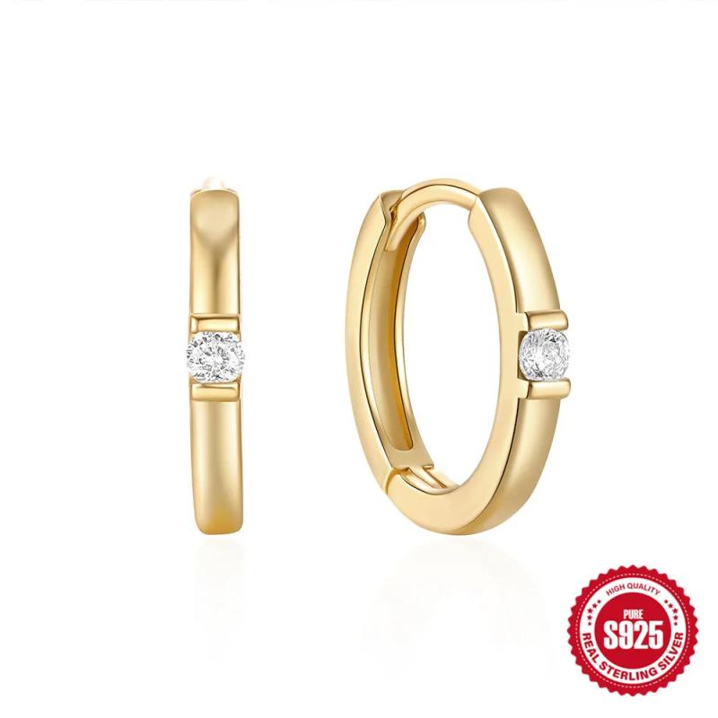 Green Zircon 925 Silver Earring Women Hoop Fine Jewelry Wedding Party