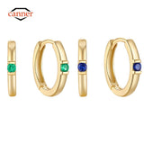 Green Zircon 925 Silver Earring Women Hoop Fine Jewelry Wedding Party