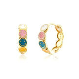 Smiling Face Hoop Earrings Colorful Enamel Round INS Jewelry