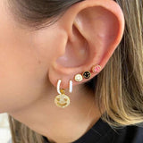 Smiling Face Hoop Earrings Colorful Enamel Round INS Jewelry