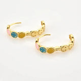 Smiling Face Hoop Earrings Colorful Enamel Round INS Jewelry