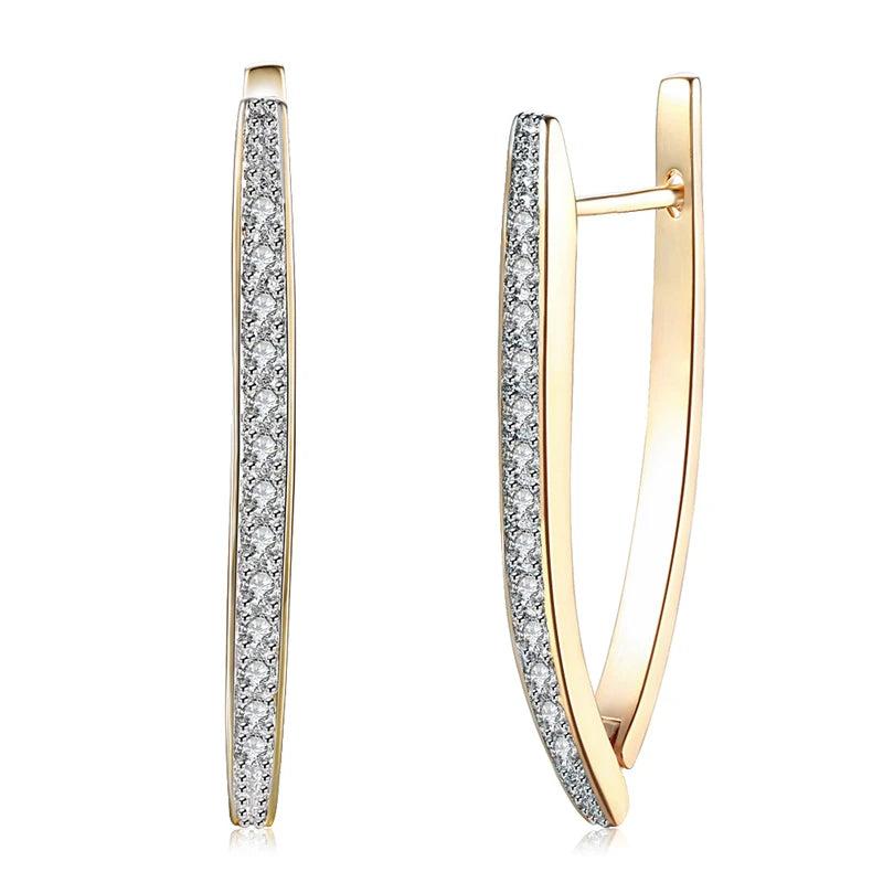 925 Silver/Gold/Rose Zircon Charm Earrings Wedding Gift