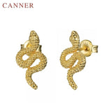Silver Punk Snake Stud Earrings 925 Sterling Silver Minimalist Jewelry