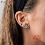 Silver Punk Snake Stud Earrings 925 Sterling Silver Minimalist Jewelry