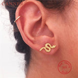 Silver Punk Snake Stud Earrings 925 Sterling Silver Minimalist Jewelry
