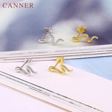 Silver Punk Snake Stud Earrings 925 Sterling Silver Minimalist Jewelry