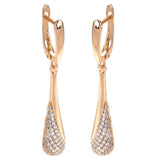 Rose Plated Drop Shape Zircon Dangle Earrings - Vintage Wedding Jewelry