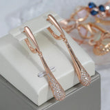 Rose Plated Drop Shape Zircon Dangle Earrings - Vintage Wedding Jewelry
