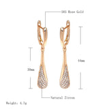 Rose Plated Drop Shape Zircon Dangle Earrings - Vintage Wedding Jewelry