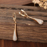 Rose Plated Drop Shape Zircon Dangle Earrings - Vintage Wedding Jewelry