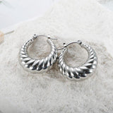 Vintage Stainless Steel CC Croissant Hoop Earrings 18K Plated