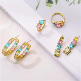 Geometric Crystal Jewelry Set Wedding Silver
