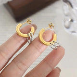 Stainless Steel Geometric Splice Stud Earrings