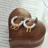 Stainless Steel Geometric Splice Stud Earrings