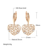 Heart Shape Zircon 585 Pendant Earrings Wedding Jewelry