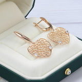Heart Shape Zircon 585 Pendant Earrings Wedding Jewelry