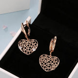 Heart Shape Zircon 585 Pendant Earrings Wedding Jewelry