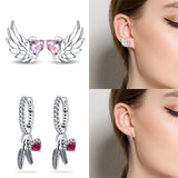 925 Silver Flower Insect Stud Earrings Geometric Circle Silver 925 Pendientes