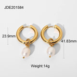 18k Plated Stainless Steel Party Earrings with Pearl Pendant