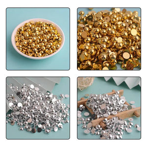 Silver Half Round FlatBack Pearl Bead 3mm-8mm ABS for Nail Art DIY Phone