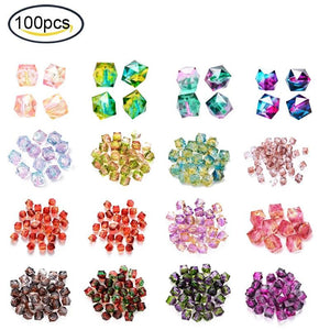 50-100pcs 8mm Transparent Acrylic Beads Polygon Two Tone for DIY Jewelry Making