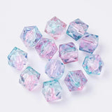 50-100pcs 8mm Transparent Acrylic Beads Polygon Two Tone for DIY Jewelry Making