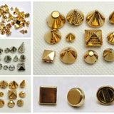 100 Golden/Silver Metallic Acrylic Rock Spike Stud Beads