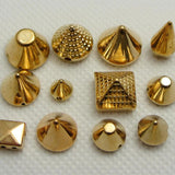 100 Golden/Silver Metallic Acrylic Rock Spike Stud Beads