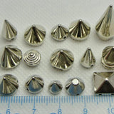 100 Golden/Silver Metallic Acrylic Rock Spike Stud Beads