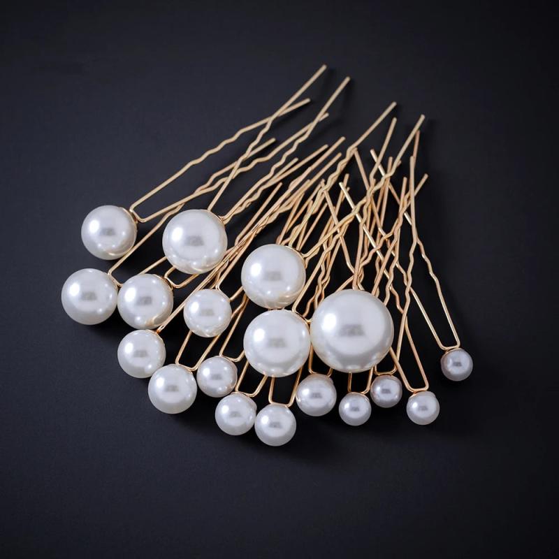 Bridal Pearl Rhinestone Hair Pins Forks