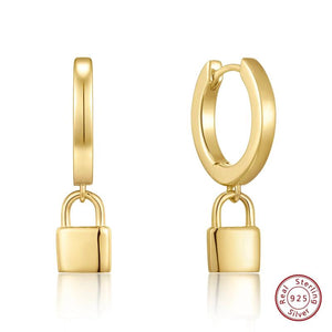 Dainty Women Huggie Padlock Tiny Hoop Earrings Small 925 Sterling Silver 14k