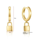 Dainty Women Huggie Padlock Tiny Hoop Earrings Small 925 Sterling Silver 14k