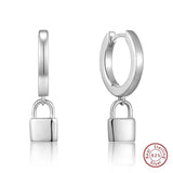 Dainty Women Huggie Padlock Tiny Hoop Earrings Small 925 Sterling Silver 14k