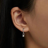 Dainty Women Huggie Padlock Tiny Hoop Earrings Small 925 Sterling Silver 14k